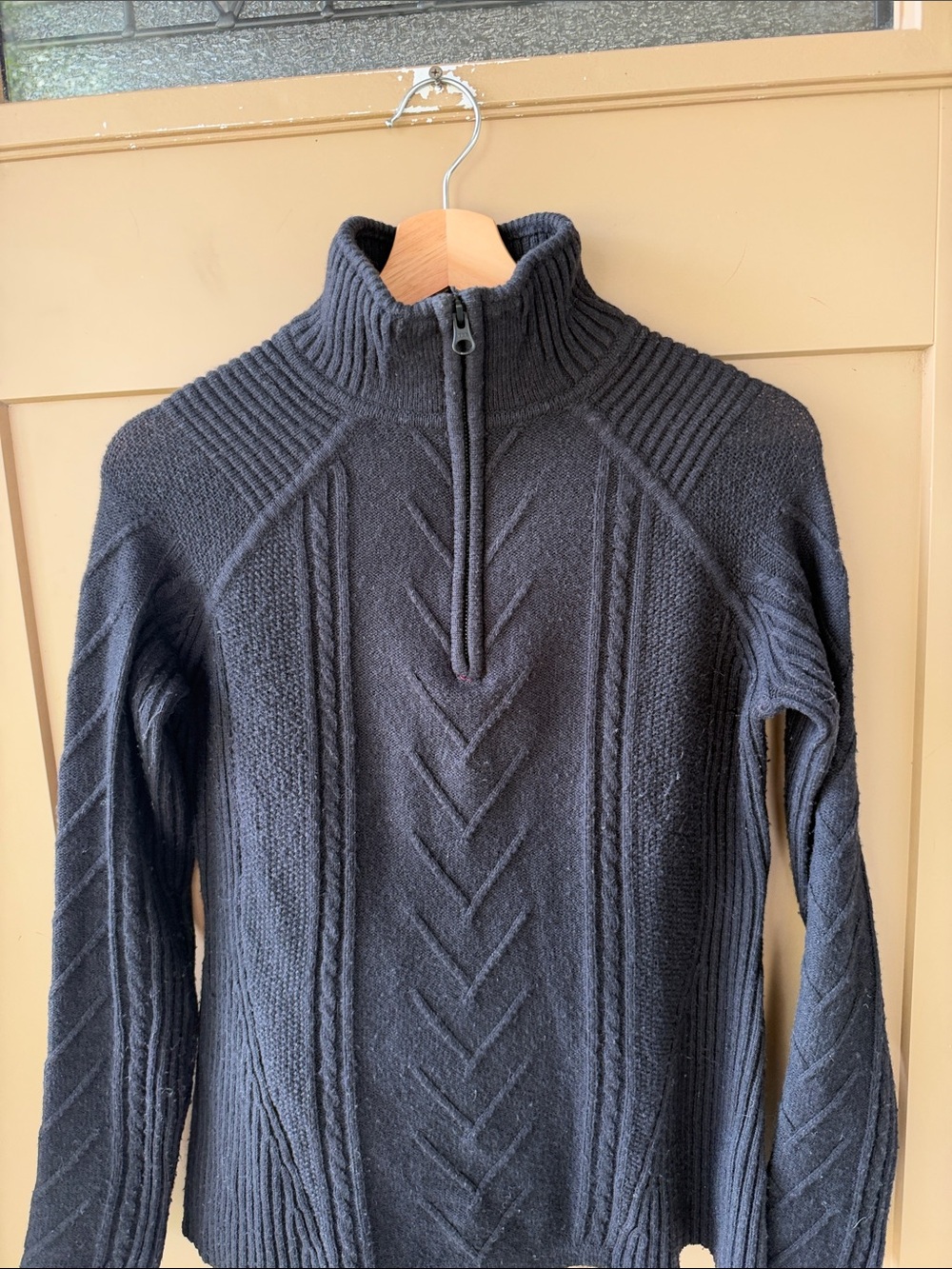 Smartwool Sz S Black Marquette Cable-Knit Half-Zip Turtleneck Sweater Merino Woo - Picture 3 of 8